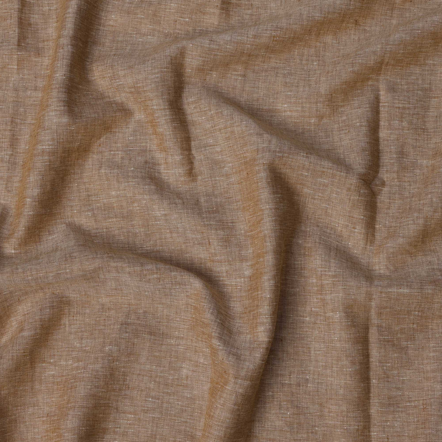 قماش كتان نقي فاخر باللون البني الرملي، عرض 140 سم - D21446