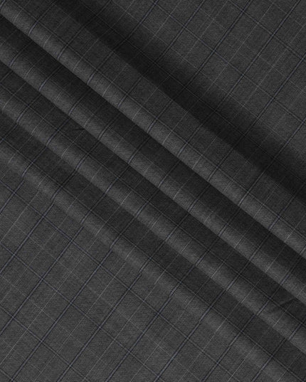 Dark Charcoal Checkered Premium Super 100's SCABAL English All Wool Suiting Fabric, Width 150 Cms, 3.65 Mtrs, United Kingdom-D21448