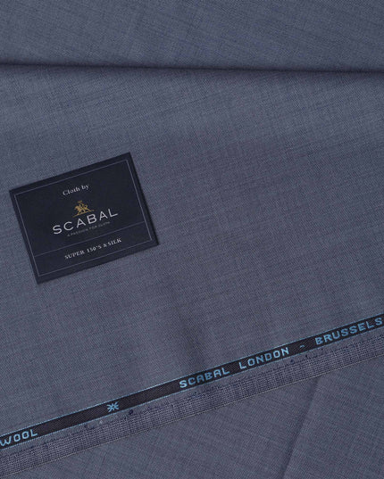 Light Blue Premium Super 100's SCABAL English All Wool Suiting Fabric, Width 150 Cms, 3.65 Mtrs, United Kingdom-D21449