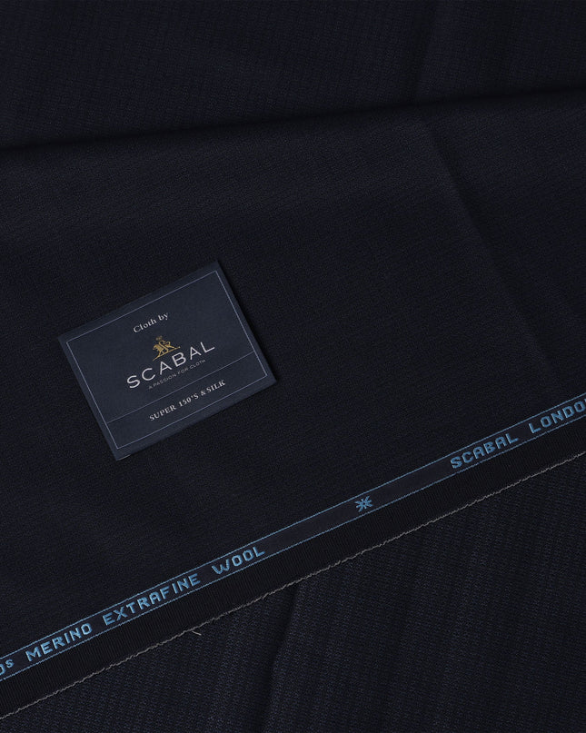 Dark Navy Blue Premium Super 100's SCABAL English All Wool Suiting Fabric, Width 150 Cms, 3.65 Mtrs, United Kingdom-D21450