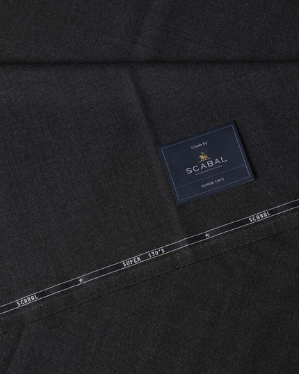 Dark Grey Premium Super 130's SCABAL English All Wool Suiting Fabric, Width 150 Cms, 3.65 Mtrs, United Kingdom-D21452