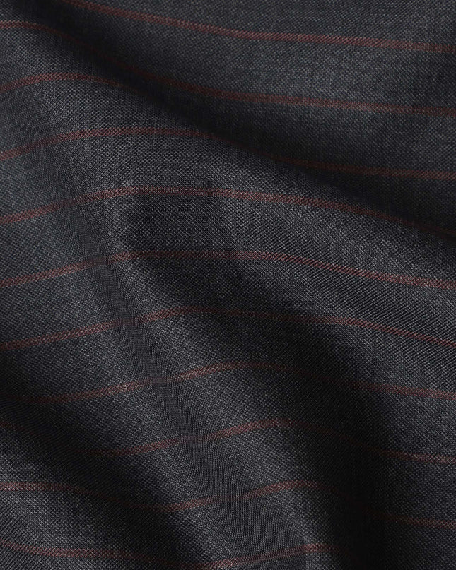 Blue with Subtle Red Stripes Premium Super 150's SCABAL English All Wool Suiting Fabric, Width 150 Cms, 3.65 Mtrs, United Kingdom-D21453