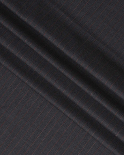 Blue with Subtle Red Stripes Premium Super 150's SCABAL English All Wool Suiting Fabric, Width 150 Cms, 3.65 Mtrs, United Kingdom-D21453