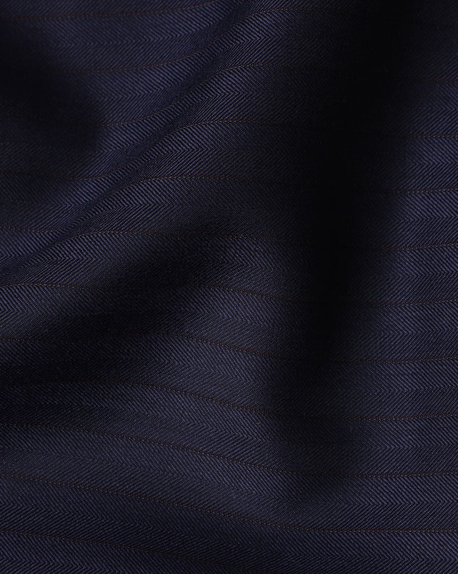 Navy Blue Herringbone Premium Super 150's SCABAL English All Wool Suiting Fabric, Width 150 Cms, 3.65 Mtrs, United Kingdom-D21454