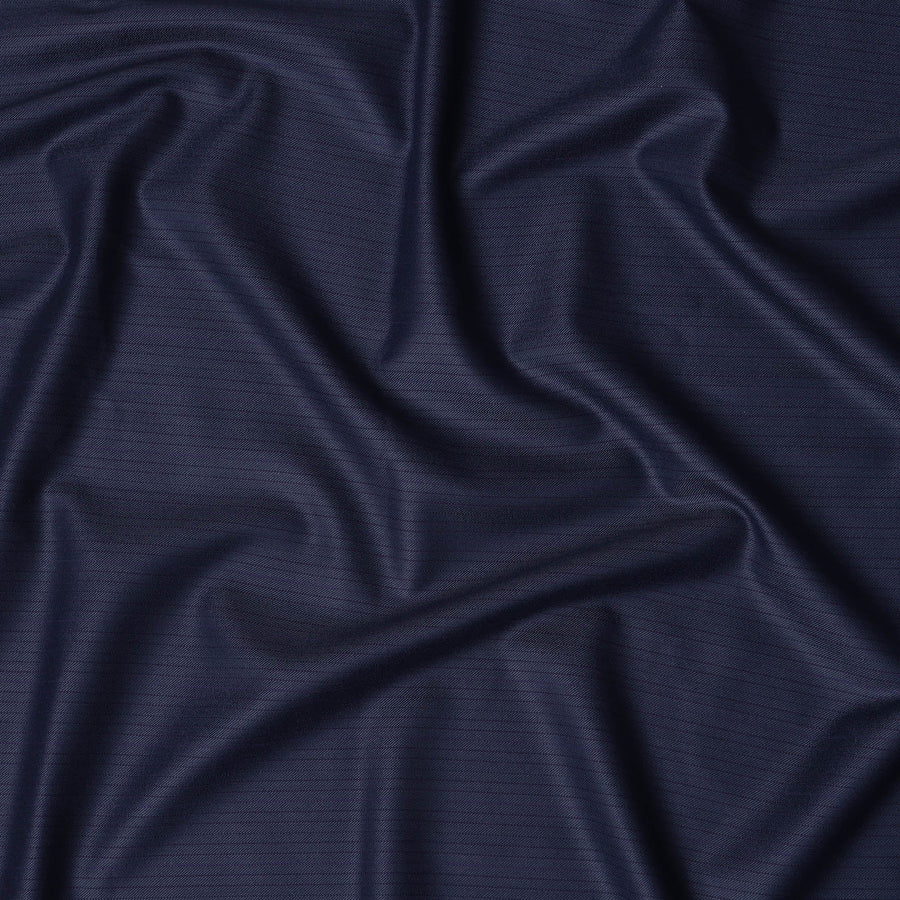 Navy Blue with Subtle Stripes Premium Super 180's SCABAL English All Wool Suiting Fabric, Width 150 Cms, 3.65 Mtrs, United Kingdom-D21457