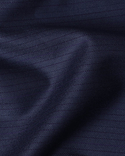 Navy Blue with Subtle Stripes Premium Super 180's SCABAL English All Wool Suiting Fabric, Width 150 Cms, 3.65 Mtrs, United Kingdom-D21457