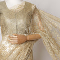 Gold Premium French Metallic Chantilly Saree Lace Fabric, 5.5 MetersX110 Cms-D21501