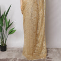 Honey Gold Premium French Metallic Chantilly Saree Lace Fabric, 5.5 MetersX110 Cms-D21503