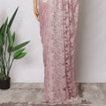 Dusty Pink Premium French Metallic Chantilly Saree Lace Fabric, 5.5 MetersX110 Cms-D21505