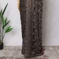 Black Bronze Premium French Metallic Chantilly Saree Lace Fabric, 5.5 MetersX110 Cms-D21506