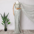 Sea Blue, Silver Premium French Metallic Chantilly Saree Lace Fabric, 5.5 MetersX110 Cms
-D21509 Regal Fabrics