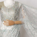 Sea Blue, Silver Premium French Metallic Chantilly Saree Lace Fabric, 5.5 MetersX110 Cms
-D21509 Regal Fabrics