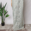 Sea Blue, Silver Premium French Metallic Chantilly Saree Lace Fabric, 5.5 MetersX110 Cms
-D21509 Regal Fabrics