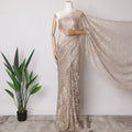 Rose Gold, Silver Premium French Metallic Chantilly Saree Lace Fabric, 5.5 MetersX110 Cms-D21513 Regal Fabrics
