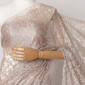 Rose Gold, Silver Premium French Metallic Chantilly Saree Lace Fabric, 5.5 MetersX110 Cms-D21513 Regal Fabrics