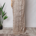 Rose Gold, Silver Premium French Metallic Chantilly Saree Lace Fabric, 5.5 MetersX110 Cms-D21513 Regal Fabrics