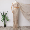 Peach Gold Premium French Metallic Chantilly Saree Lace Fabric, 5.5 MetersX110 Cms-D21515 Regal Fabrics
