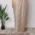 Peach Gold Premium French Metallic Chantilly Saree Lace Fabric, 5.5 MetersX110 Cms-D21515 Regal Fabrics