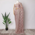 Dusty Mauve Pink Premium French Metallic Chantilly Saree Lace Fabric, 5.5 MetersX110 Cms-D21519 - Regal Fabrics