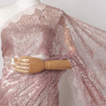 Dusty Mauve Pink Premium French Metallic Chantilly Saree Lace Fabric, 5.5 MetersX110 Cms-D21519 - Regal Fabrics