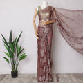 Wine Red Premium French Metallic Chantilly Saree Lace Fabric, 5.5 MetersX110 Cms-D21522 Regal Fabrics