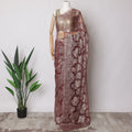 Wine Red Premium French Metallic Chantilly Saree Lace Fabric, 5.5 MetersX110 Cms-D21522 Regal Fabrics