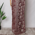 Wine Red Premium French Metallic Chantilly Saree Lace Fabric, 5.5 MetersX110 Cms-D21522 Regal Fabrics