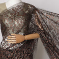 Black with Copper Gold Premium French Metallic Chantilly Saree Lace Fabric, 5.5 MetersX110 Cms-D21523