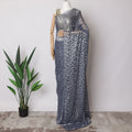 Midnight Blue Premium French Metallic Chantilly Saree Lace Fabric, 5.5 MetersX110 Cms-D21527 Regal Fabrics