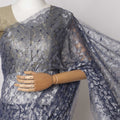 Midnight Blue Premium French Metallic Chantilly Saree Lace Fabric, 5.5 MetersX110 Cms-D21527 Regal Fabrics