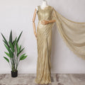 Golden Beige Premium French Metallic Chantilly Saree Lace Fabric, 5.5 MetersX110 Cms-D21529