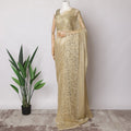 Golden Beige Premium French Metallic Chantilly Saree Lace Fabric, 5.5 MetersX110 Cms-D21529