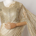 Golden Beige Premium French Metallic Chantilly Saree Lace Fabric, 5.5 MetersX110 Cms-D21529