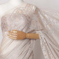 Light Peach Premium French Metallic Chantilly Saree Lace Fabric, 5.5 MetersX110 Cms-D21530