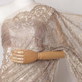 Onino Pink Premium French Metallic Chantilly Saree Lace Fabric, 5.5 MetersX110 Cms-D21531 Regal Fabrics