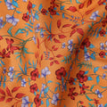 Orange and Multicolor Floral Pure Cotton Printed Fabric – Width 110 cm-D21785