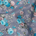 Grey and Blue Floral Pure Cotton Printed Fabric – Width 110 cm-D21789