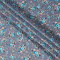 Grey and Blue Floral Pure Cotton Printed Fabric – Width 110 cm-D21789