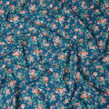 Teal and Multicolor Floral Pure Cotton Printed Fabric – Width 110 cm-D21792