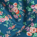 Teal and Multicolor Floral Pure Cotton Printed Fabric – Width 110 cm-D21792