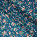 Teal and Multicolor Floral Pure Cotton Printed Fabric – Width 110 cm-D21792