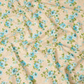 Beige and Blue Floral Uragiri Cotton Voile Fabric with Jacquard – Width 110 cm-D21793