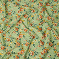 Green and Orange Floral Uragiri Cotton Voile Fabric with Jacquard – Width 110 cm-D21794