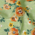 Green and Orange Floral Uragiri Cotton Voile Fabric with Jacquard – Width 110 cm-D21794