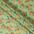 Green and Orange Floral Uragiri Cotton Voile Fabric with Jacquard – Width 110 cm-D21794
