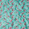 Turquoise and Pink Floral Uragiri Cotton Voile Fabric with Jacquard – Width 110 cm-D21796