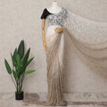 Beige and Ivory Ombre French Chantilly Lace Saree, 5.5 Meters, 110 cm Wide-D21814