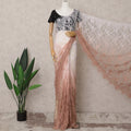 Light Peach and White Ombre French Chantilly Lace Saree, 5.5 Meters, 110 cm Wide-D21817
