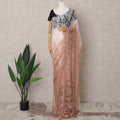 Light Peach and White Ombre French Chantilly Lace Saree, 5.5 Meters, 110 cm Wide-D21817