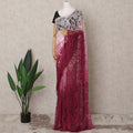 Pink Ombre French Chantilly Lace Saree, 5.5 Meters, 110 cm Wide-D21818